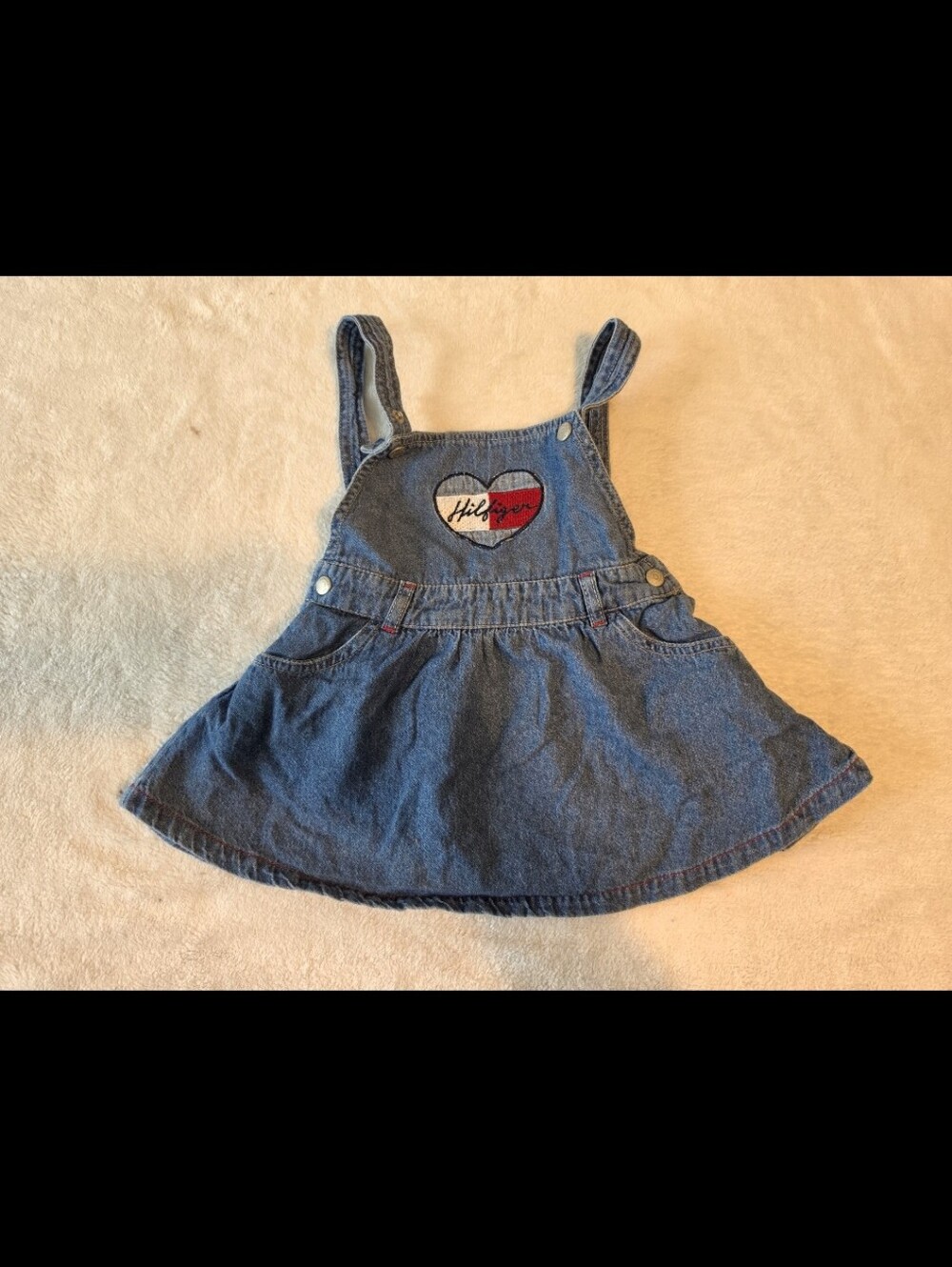 Tommy Hilfiger Blue Denim Jumper Dress with Heart Detail 12m